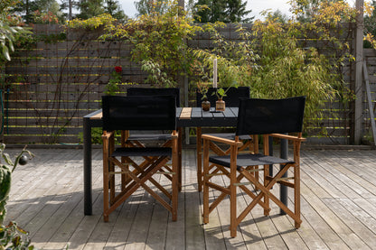 Spisebordsstol 2-pak Natur + Rektangulært Spisebord 150 x 90 Sort