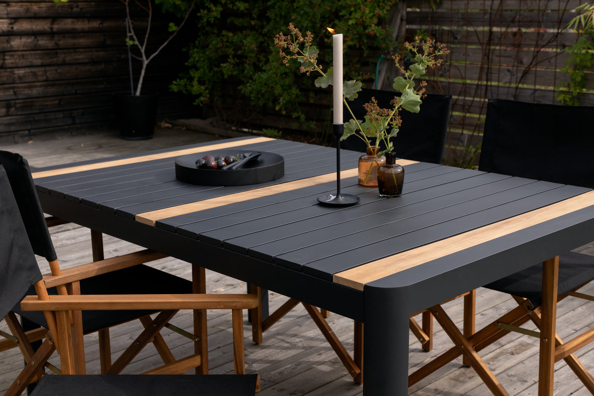 Spisebordsstol 2-pak Natur + Rektangulært Spisebord 150 x 90 Sort