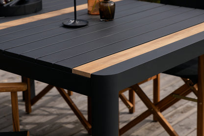 Spisebordsstol 2-pak Natur + Rektangulært Spisebord 150 x 90 Sort