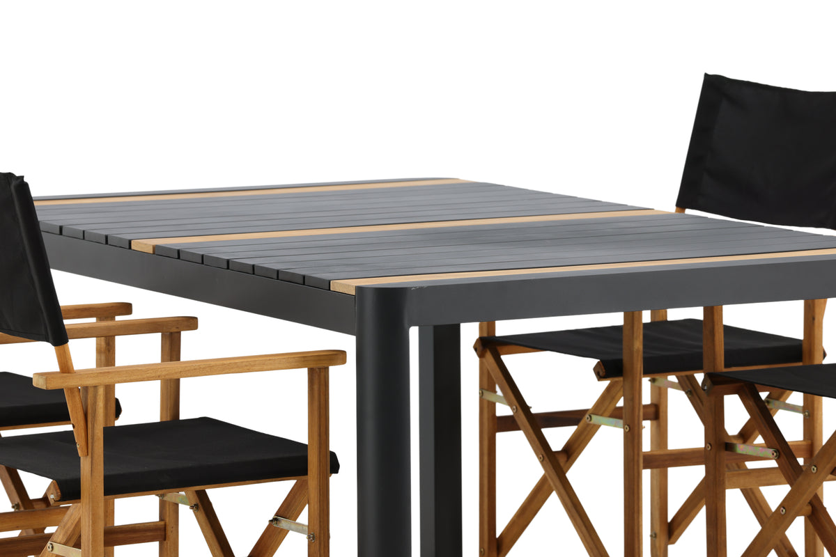 Spisebordsstol 2-pak Natur + Rektangulært Spisebord 150 x 90 Sort