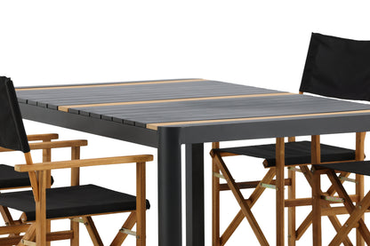 Spisebordsstol 2-pak Natur + Rektangulært Spisebord 150 x 90 Sort
