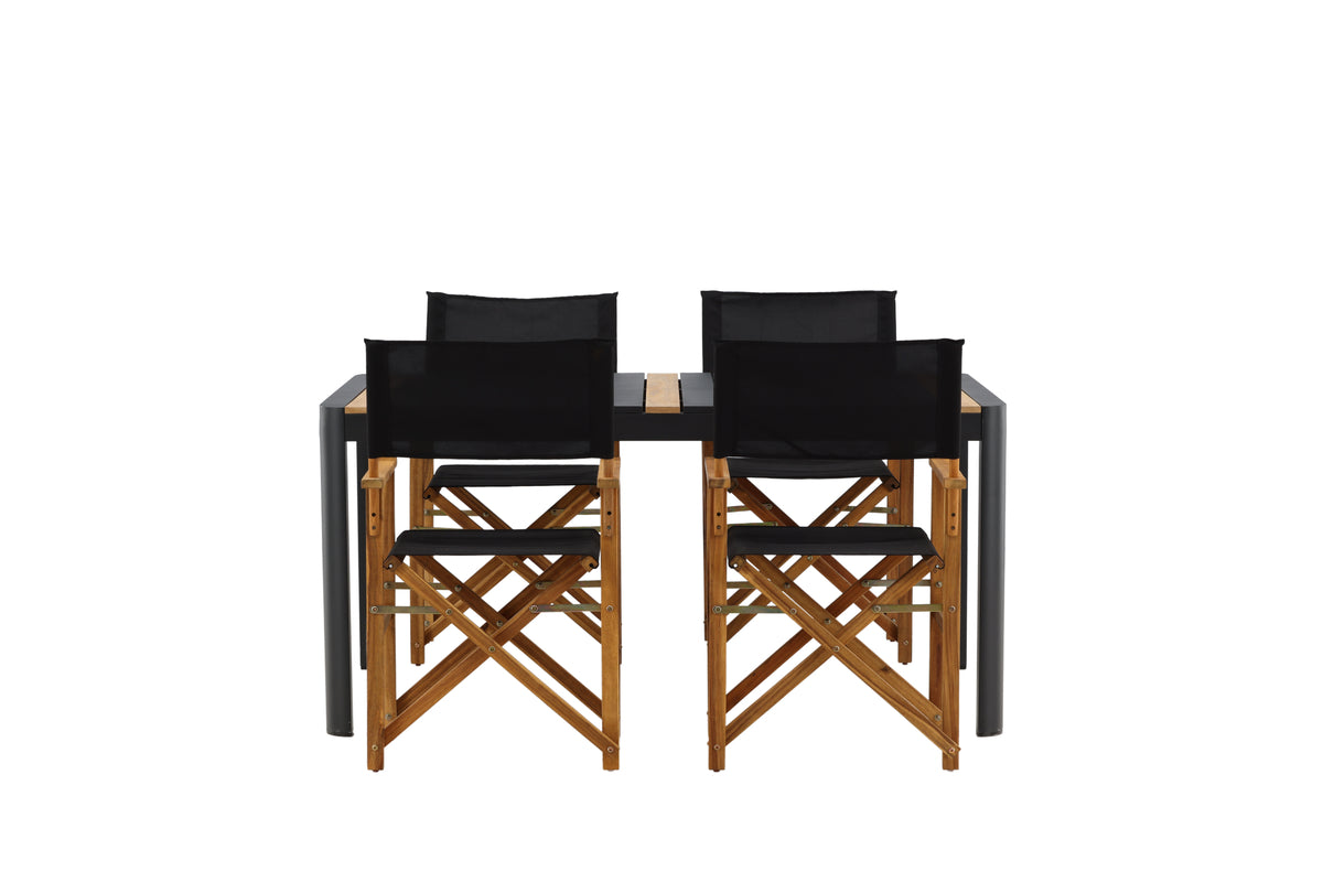 Spisebordsstol 2-pak Natur + Rektangulært Spisebord 150 x 90 Sort