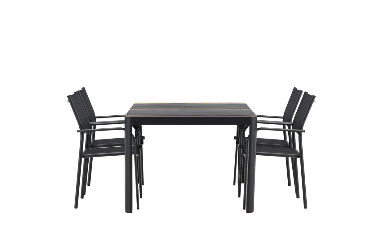 Rektangulært spisebord 150 x 90 Sort + Spisebordsstol 2-pak Sort