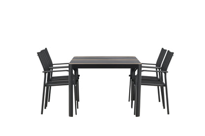 Rektangulært spisebord 150 x 90 Sort + Spisebordsstol 2-pak Sort