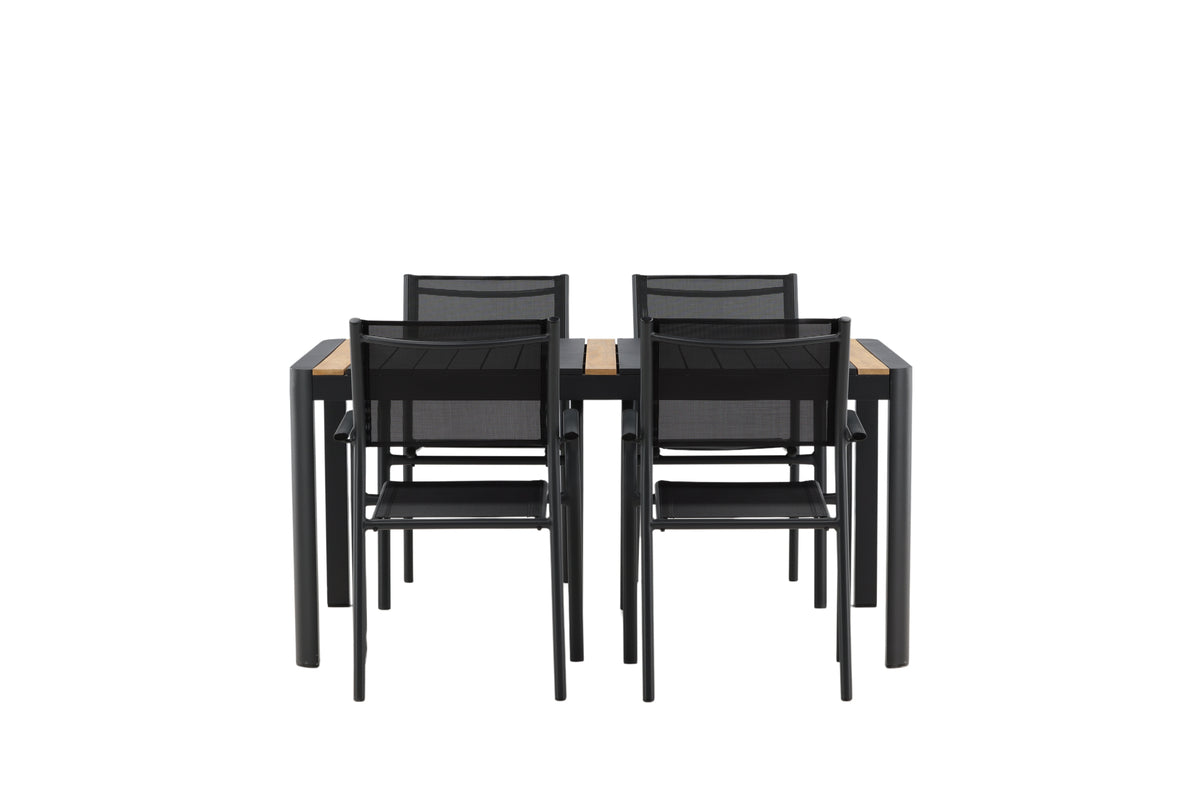 Rektangulært spisebord 150 x 90 Sort + Spisebordsstol 2-pak Sort