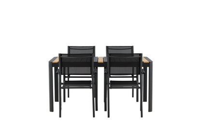 Rektangulært spisebord 150 x 90 Sort + Spisebordsstol 2-pak Sort