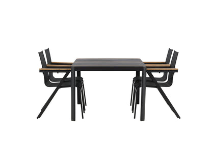 Togo & Mexico Rektangulært Spisebord 150x90 Sort + Spisestole Sort