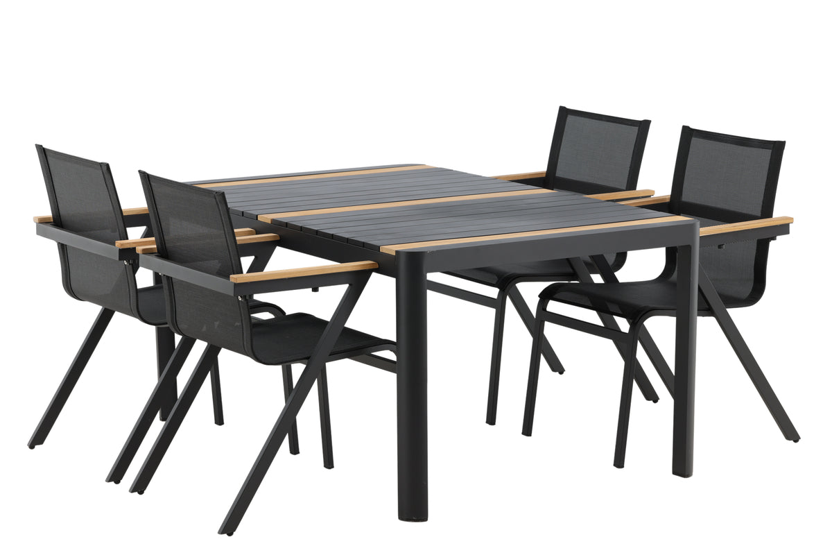 Togo & Mexico Rektangulært Spisebord 150x90 Sort + Spisestole Sort