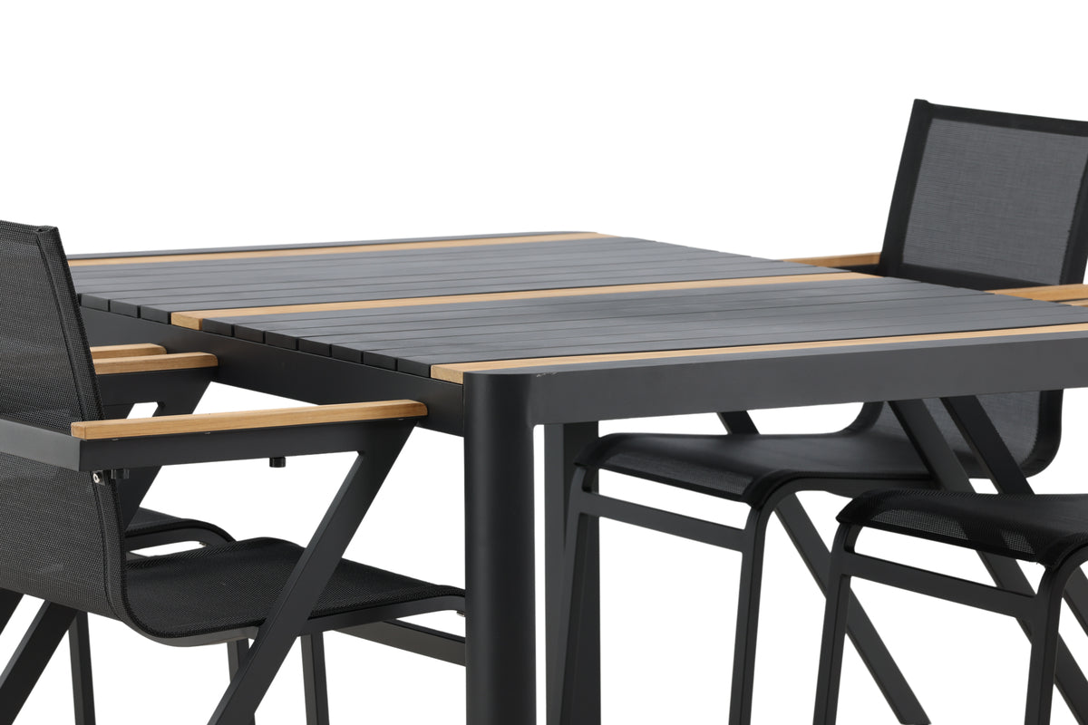 Togo & Mexico Rektangulært Spisebord 150x90 Sort + Spisestole Sort