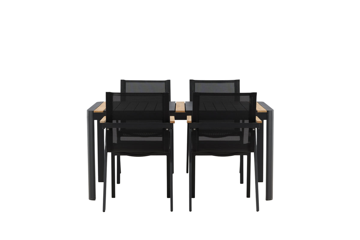 Togo & Mexico Rektangulært Spisebord 150x90 Sort + Spisestole Sort