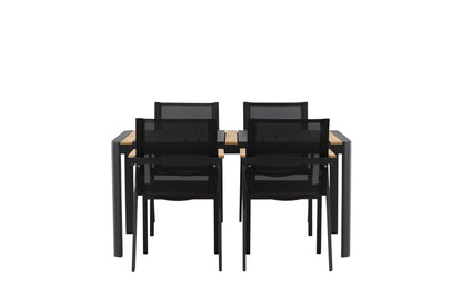 Togo & Mexico Rektangulært Spisebord 150x90 Sort + Spisestole Sort