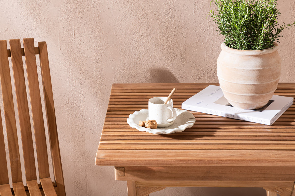 Spisebordsstol Guld + Cafebord 70 x 70 Natur