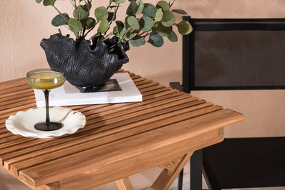 Cafébord 70 x 70 Natur + Spisebordsstol 2-pak Sort