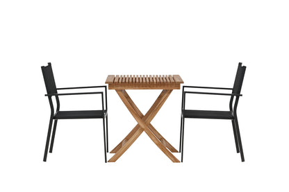 Cafébord 70 x 70 Natur + Spisebordsstol 2-pak Sort