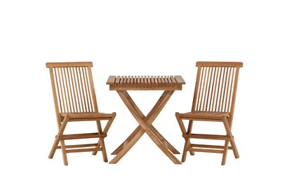 Cafébord 70 x 70 Natur + Spisebordsstol 2-pak Natur