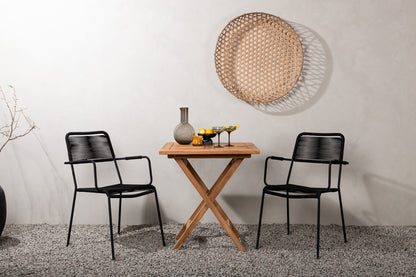 Rektangulært spisebord 70 x 70 Natur + Spisebordsstol 2-pak Sort