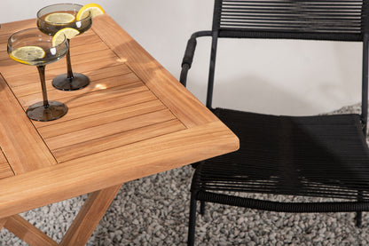 Rektangulært spisebord 70 x 70 Natur + Spisebordsstol 2-pak Sort