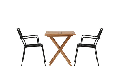 Rektangulært spisebord 70 x 70 Natur + Spisebordsstol 2-pak Sort