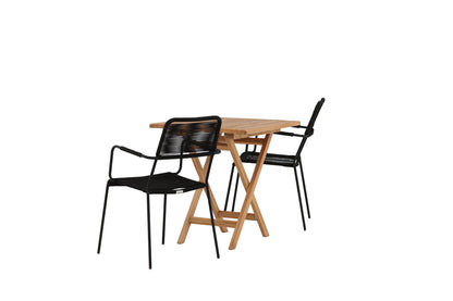 Rektangulært spisebord 70 x 70 Natur + Spisebordsstol 2-pak Sort