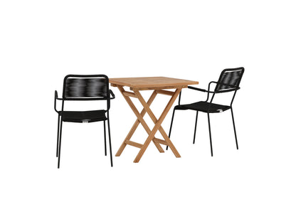 Rektangulært spisebord 70 x 70 Natur + Spisebordsstol 2-pak Sort