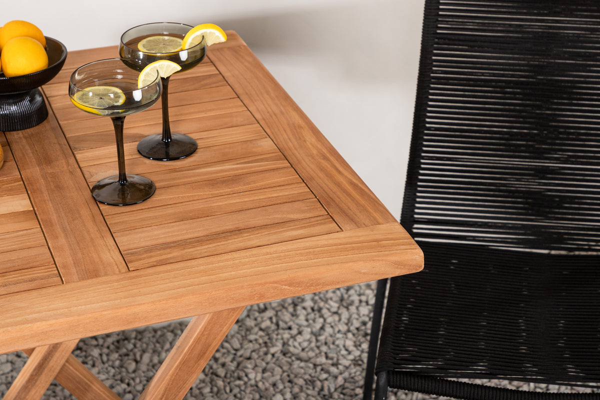 Rektangulært spisebord 70 x 70 Natur + Spisebordsstol 2-pak Sort