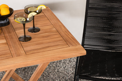 Rektangulært spisebord 70 x 70 Natur + Spisebordsstol 2-pak Sort