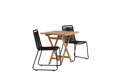 Rektangulært spisebord 70 x 70 Natur + Spisebordsstol 2-pak Sort