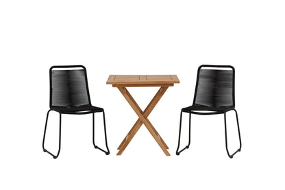 Rektangulært spisebord 70 x 70 Natur + Spisebordsstol 2-pak Sort