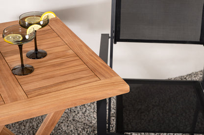 Rektangulært spisebord 70 x 70 Natur + Spisebordsstol 2-pak Sort