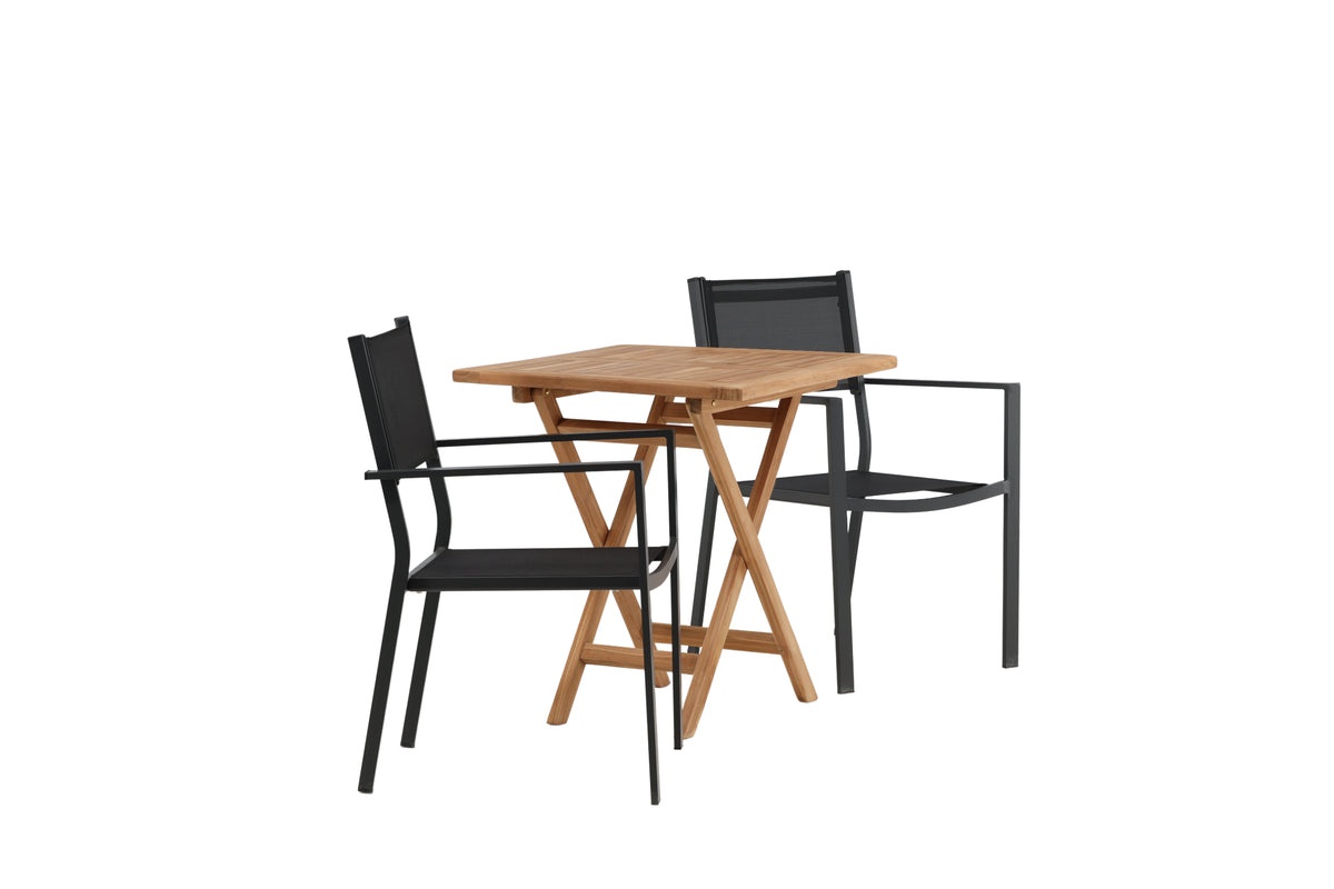 Rektangulært spisebord 70 x 70 Natur + Spisebordsstol 2-pak Sort