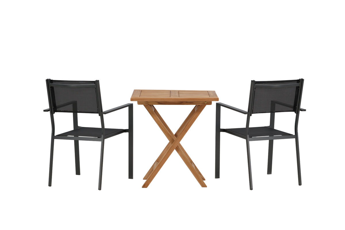 Rektangulært spisebord 70 x 70 Natur + Spisebordsstol 2-pak Sort