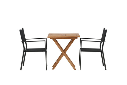 Rektangulært spisebord 70 x 70 Natur + Spisebordsstol 2-pak Sort