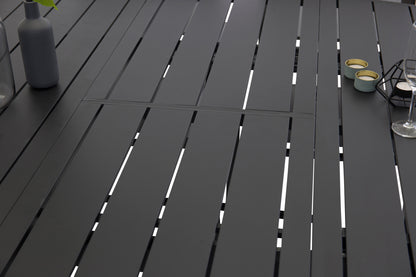 Venture Home Santorini & Marbella Spisebordsstole Sort + Spisebord ⌀140