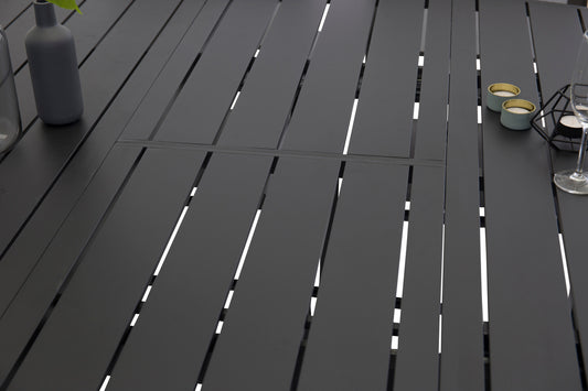 Venture Home Santorini & Marbella Spisebordsstole Sort + Spisebord ⌀140