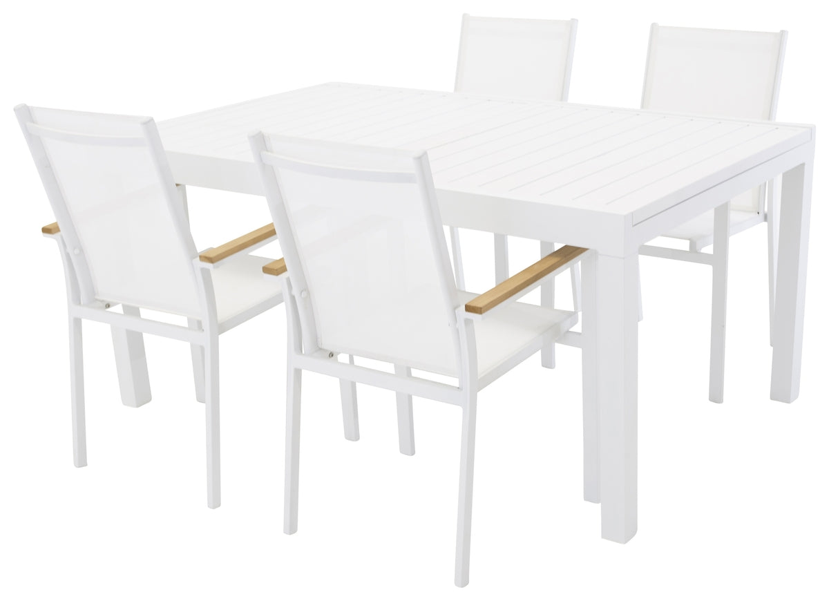 Texas & Marbella Spisebordsstole Hvid + Spisebord 160x100x75