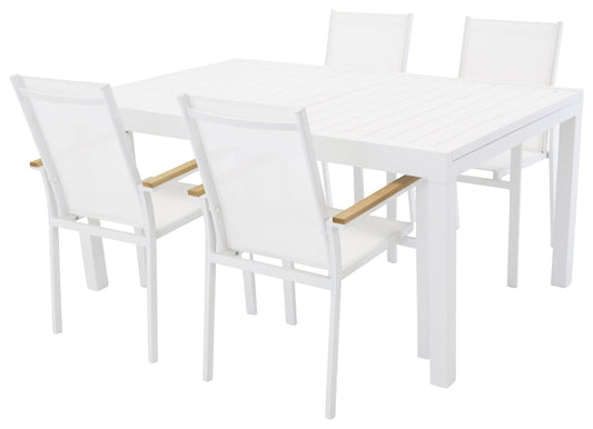 Texas & Marbella Spisebordsstole Hvid + Spisebord 160x100x75