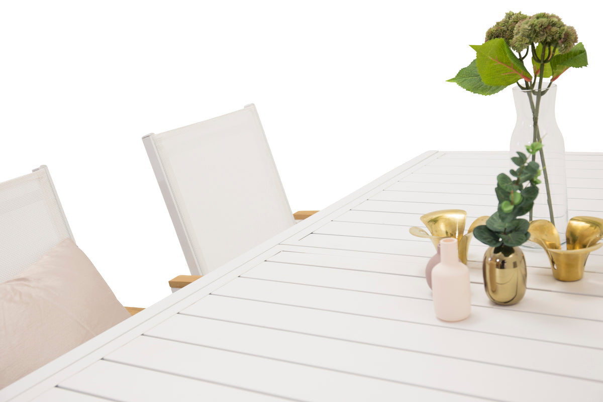 Texas & Marbella Spisebordsstole Hvid + Spisebord 160x100x75