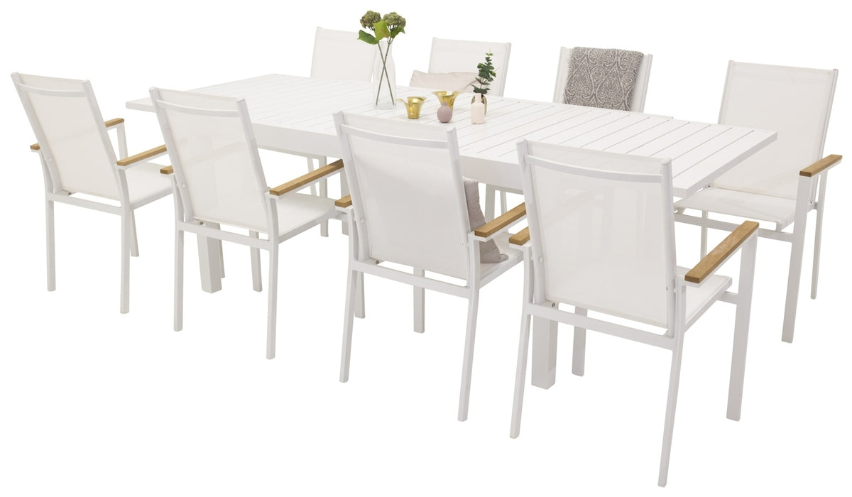 Texas & Marbella Spisebordsstole Hvid + Spisebord 160x100x75