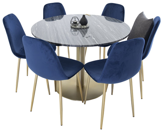 Estelle & Polar Spisebord ⌀106 + Spisestole Blå