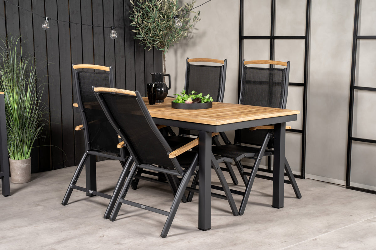 Panama Spisebord 160 x 90 + Positionsstole Sort