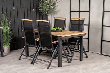 Panama Spisebord 160 x 90 + Positionsstole Sort