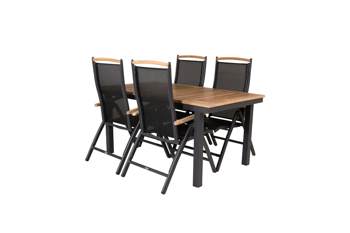 Panama Spisebord 160 x 90 + Positionsstole Sort