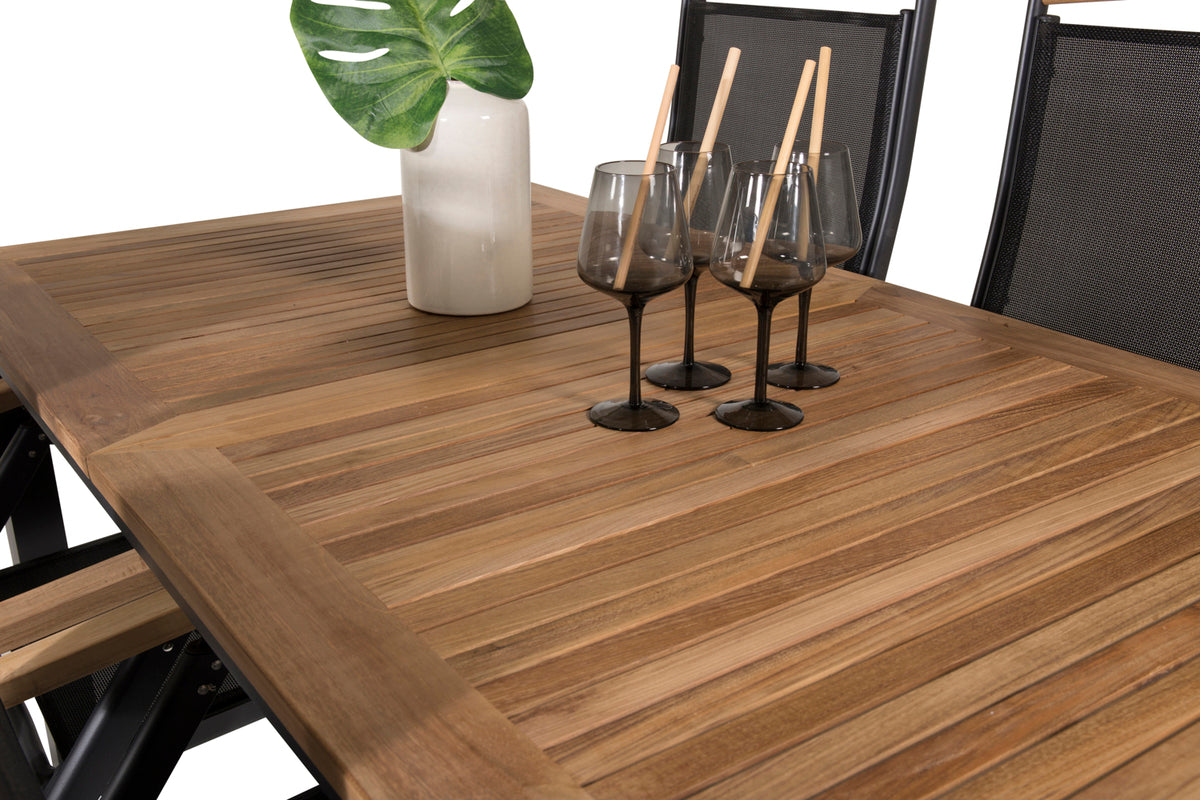 Panama Spisebord 160 x 90 + Positionsstole Sort