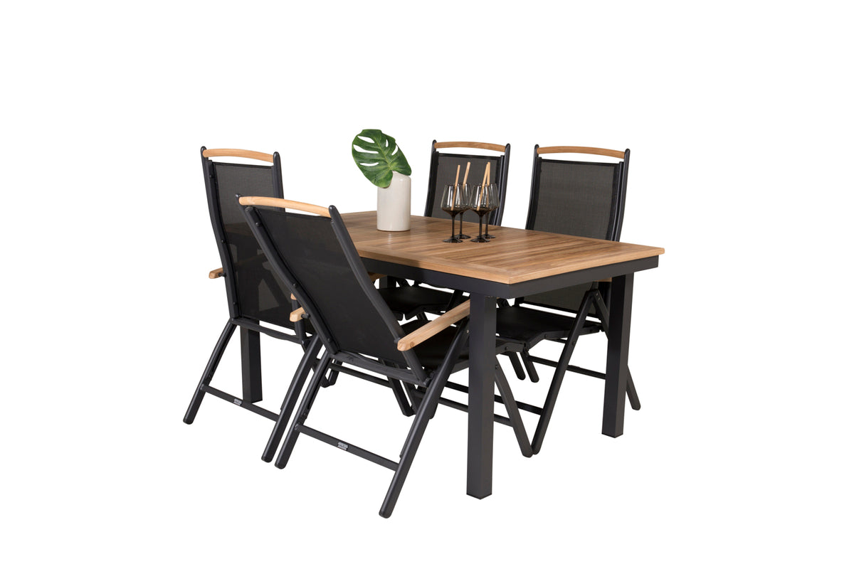 Panama Spisebord 160 x 90 + Positionsstole Sort