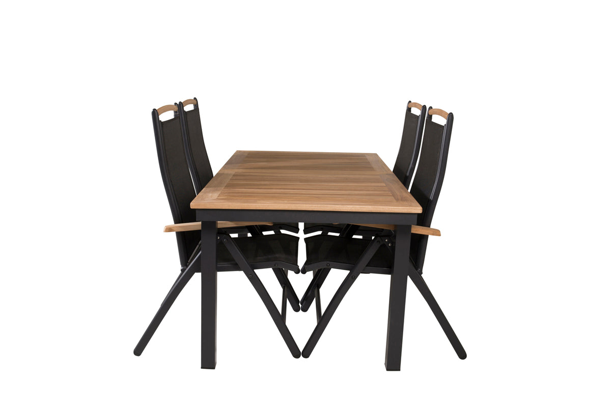 Panama Spisebord 160 x 90 + Positionsstole Sort