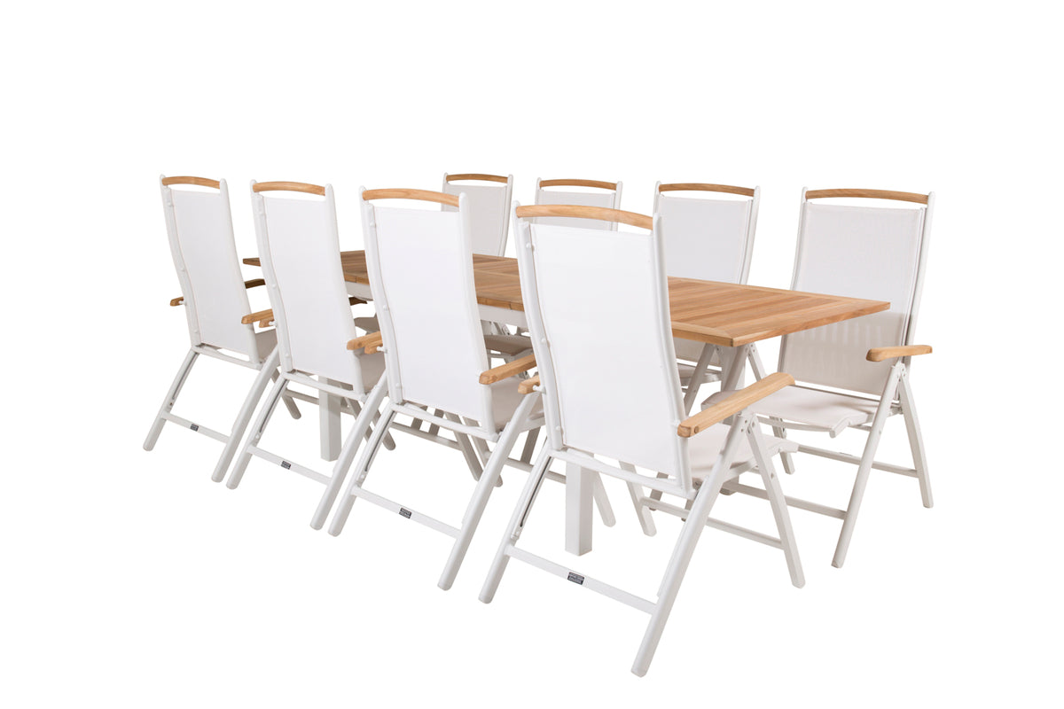 Panama Positionsstole Hvid + Spisebord 160 x 90