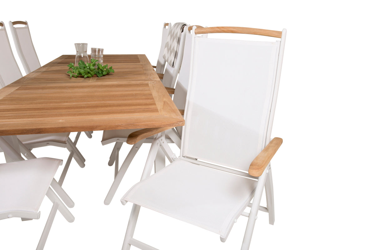 Panama Positionsstole Hvid + Spisebord 160 x 90