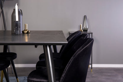 Rektangulært spisebord 180 x 90 Sort + Spisebordsstol 2-pak Sort