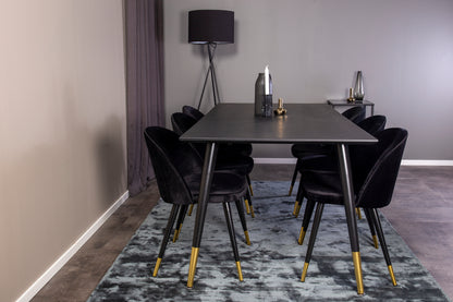Rektangulært spisebord 180 x 90 Sort + Spisebordsstol 2-pak Sort
