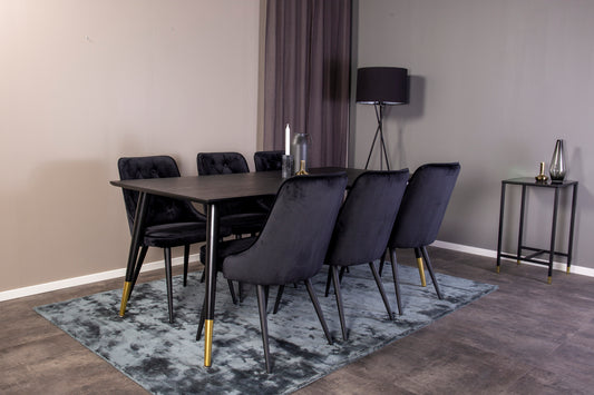 Rektangulært spisebord 180 x 90 Sort + Spisebordsstol 2-pak Sort